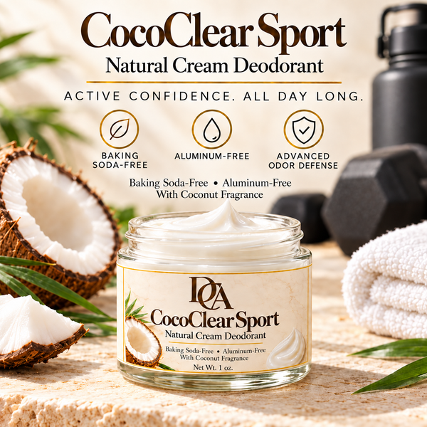 DCA CocoClear Sport Natural Cream Deodorant – Baking Soda-Free, Aluminum-Free, 1 oz
