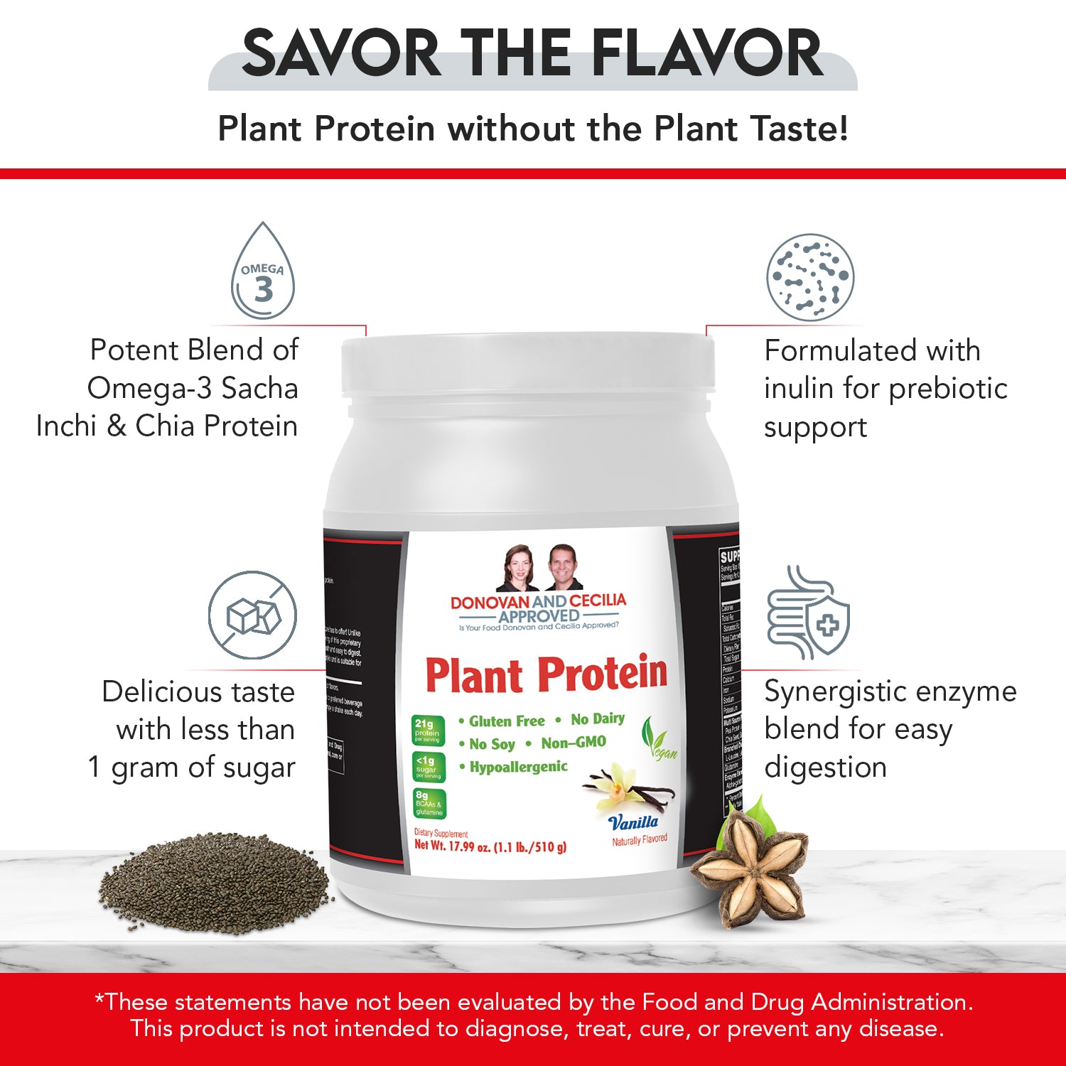 Plant Protein Powder (Vanilla) -Clean, Complete, Plant-Powered Fuel for Your Best Self